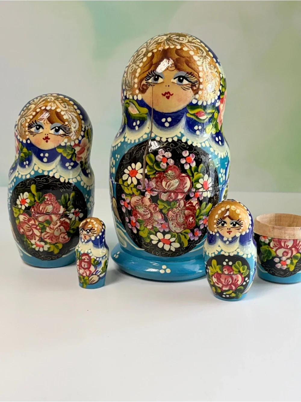 Signed Hand Painted Russian Matryoshka Nesting Dolls  Incomplete AS IS